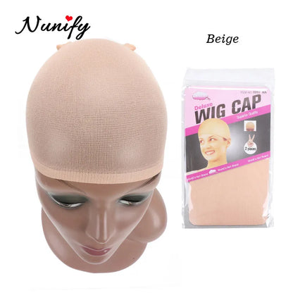 Nunify Nude Stocking Wig Cap Mesh Net Bald Cap For Install Wigs 2Pcs/Pack Free Size Strechy Stocking Cap Breathable Hairnet