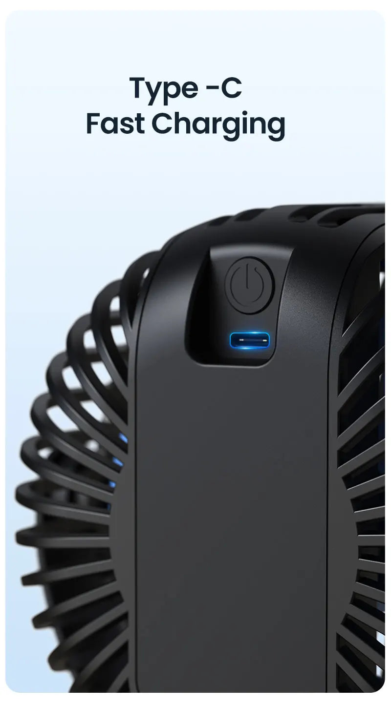 TOPK 5000mah Stroller Portable Mini Fan USB Rechargeable Outdoor Electric Fan 4 gear Speed 360°Degree Rotata & Digital Display