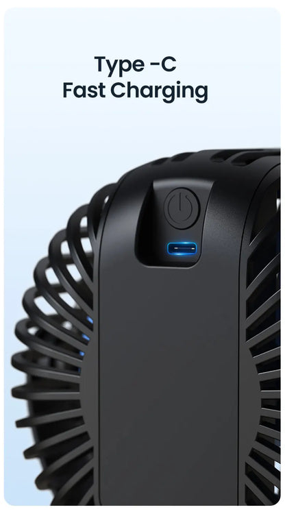 TOPK 5000mah Stroller Portable Mini Fan USB Rechargeable Outdoor Electric Fan 4 gear Speed 360°Degree Rotata & Digital Display
