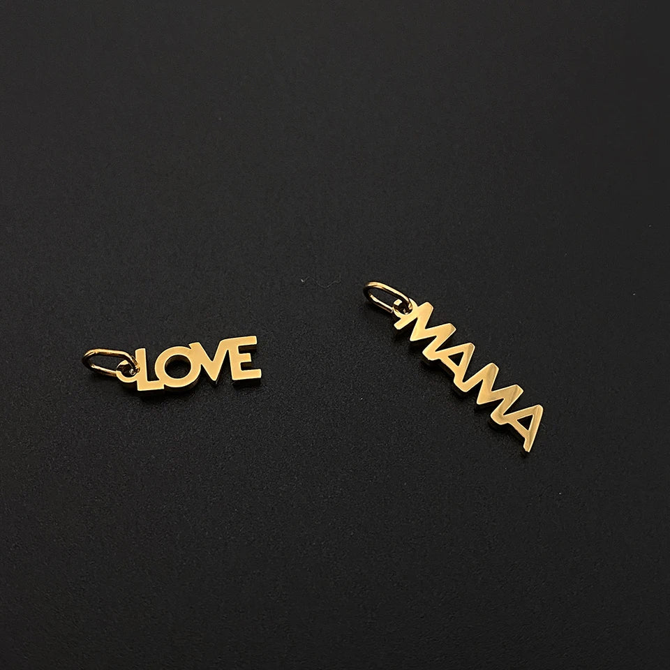 eManco  MAMA LOVE Pendant  Charms Stainless Steel Letter Hang Ornament For DIY Mother's Day Nacklace Earrings Jewelry Making