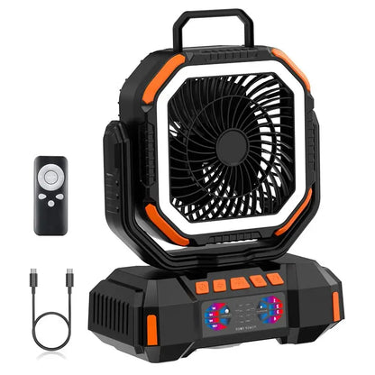 40000mAh Camping Fan Rechargeable Desktop Portable Air Circulator Wireless Ceiling Electric Fan with Power Bank LED Lighting