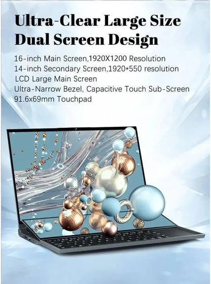 CRELANDER Double Screen Laptop intel core  i7-9750 Generation Windows 11 Touch Screen Gamer Laptop PC Portable Notebook Compu