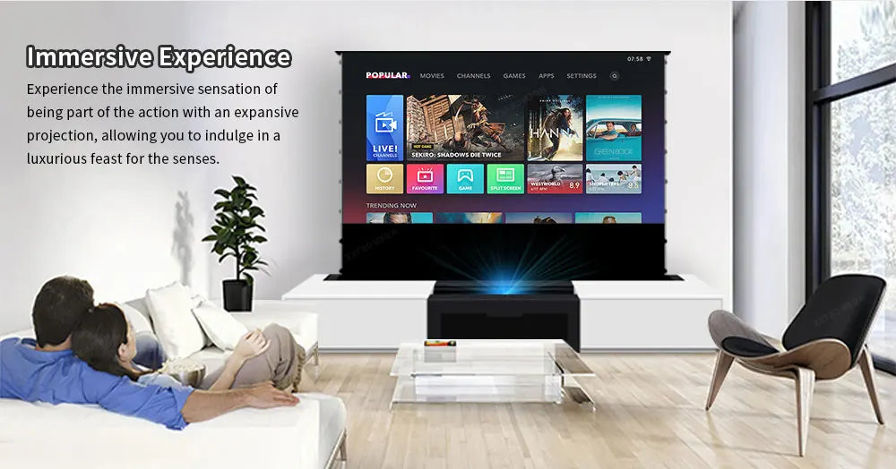100-120inch Motorized Projection Smart UST Laser Projector Cabinet Living Room Integrated UST Projector Cabinet for Home Theater