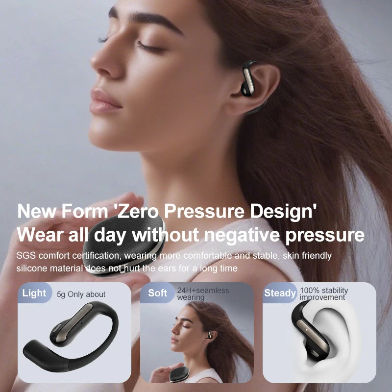 Smart AI Translation Headset Stereo Sound Semi-in-ear Air Conduction True Wireless Sports Long-lasting Bluetooth Headset