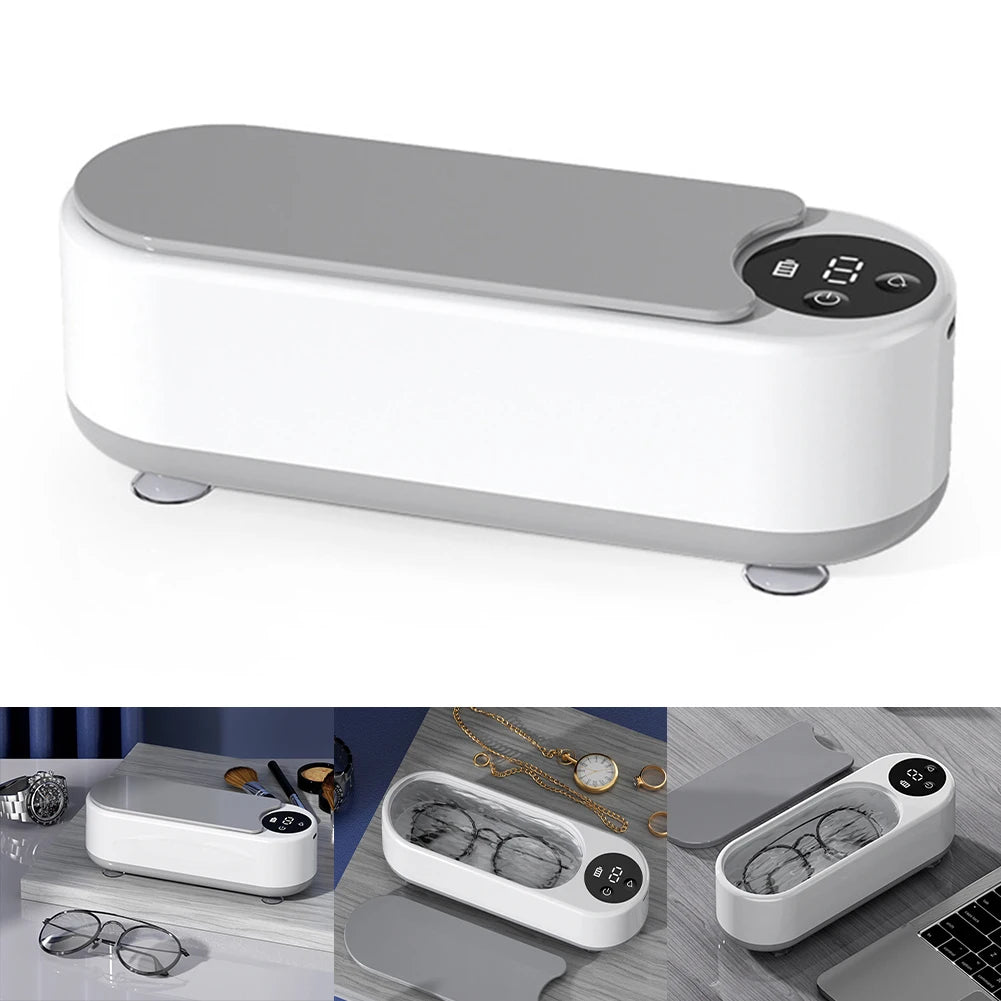 Ultrasonic Jewelry Cleaner Machine Multifunctional Glasses Cleaner Portable Cleaning Machine USB Rechargeable for Ring Necklaces