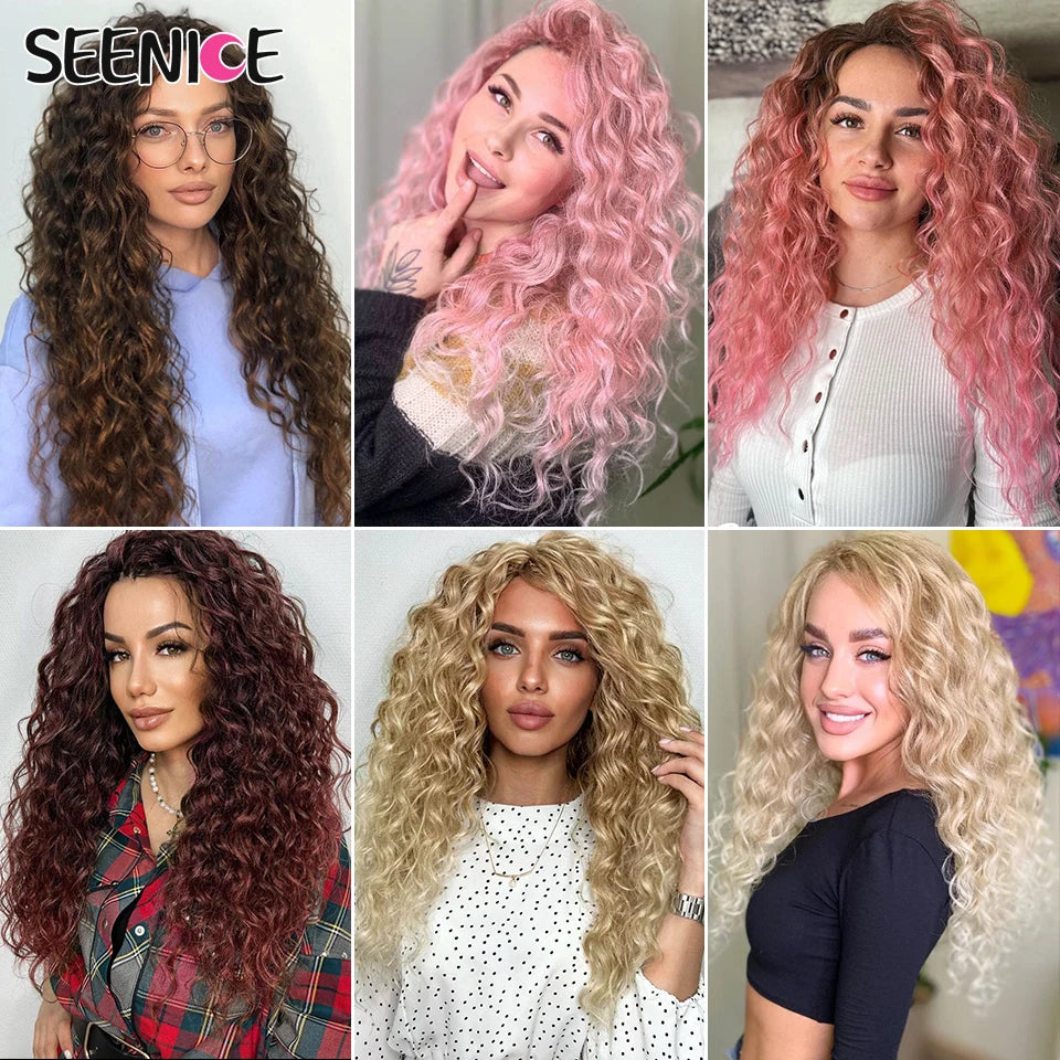 18 24“Synthetic Deep Wavy Twist Crochet Hair Afro Curls Water Wave Crochet Braids Ombre Brown Braiding Hair Extensions For Women