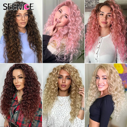 18 24“Synthetic Deep Wavy Twist Crochet Hair Afro Curls Water Wave Crochet Braids Ombre Brown Braiding Hair Extensions For Women