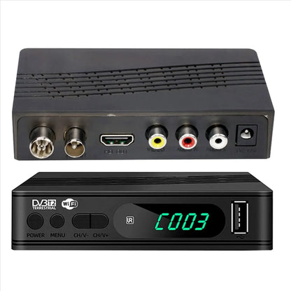 -Hearty DVB-T2 TV Tuner Terrestrial Satellite TV Receiver Digital TV Decoder HEVC DVBT2 H.264 HD TV Boxs USB Set Top Box EU Plug