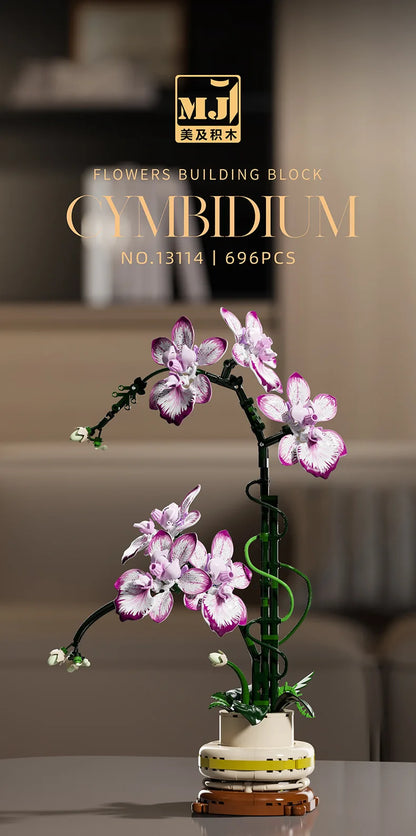 Mother's Day Gift Flowers Building Block Toy Oncidium Bouquet MOC Small Particles Orchid Bricks Flower Toy for Woman Girls Kids