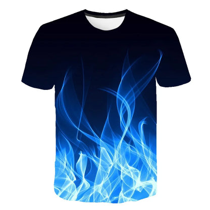 T-Shirts Flames Summer Children's Clothing 3D Print Kids T Shirt Fashion Harajuku Street Casual Round Neck T-Shirt Boy Girl Tops