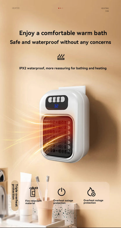 Portable Heater Electric Heater Plug in Wall Room Heater Radiator Remote Warmer Machine Muted for Bedroom Bathroom Office