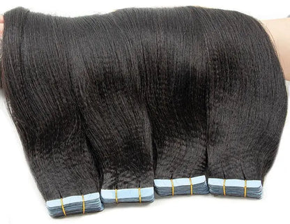 MRS HAIR Light Yaki Tape In Hair Extensions Human Hair Cuticle Remy Tape in Extensions SilkPressed Yaki Tape ins 12-26inch 20pcs