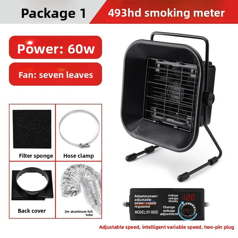 30W 60W Adjustable Speed Solder Smoke Absorber ESD Fume Extractor Fan Pipe Duct Exhuast Fan with 2M Pipe Tub Ventilation Fan