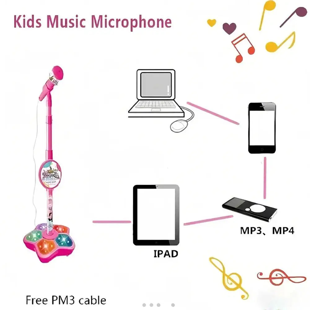 Karaoke Machine Toy with Light Reusable Kids Singing Microphone Portable Music Stage LED Light Show Confidence Building Creative
