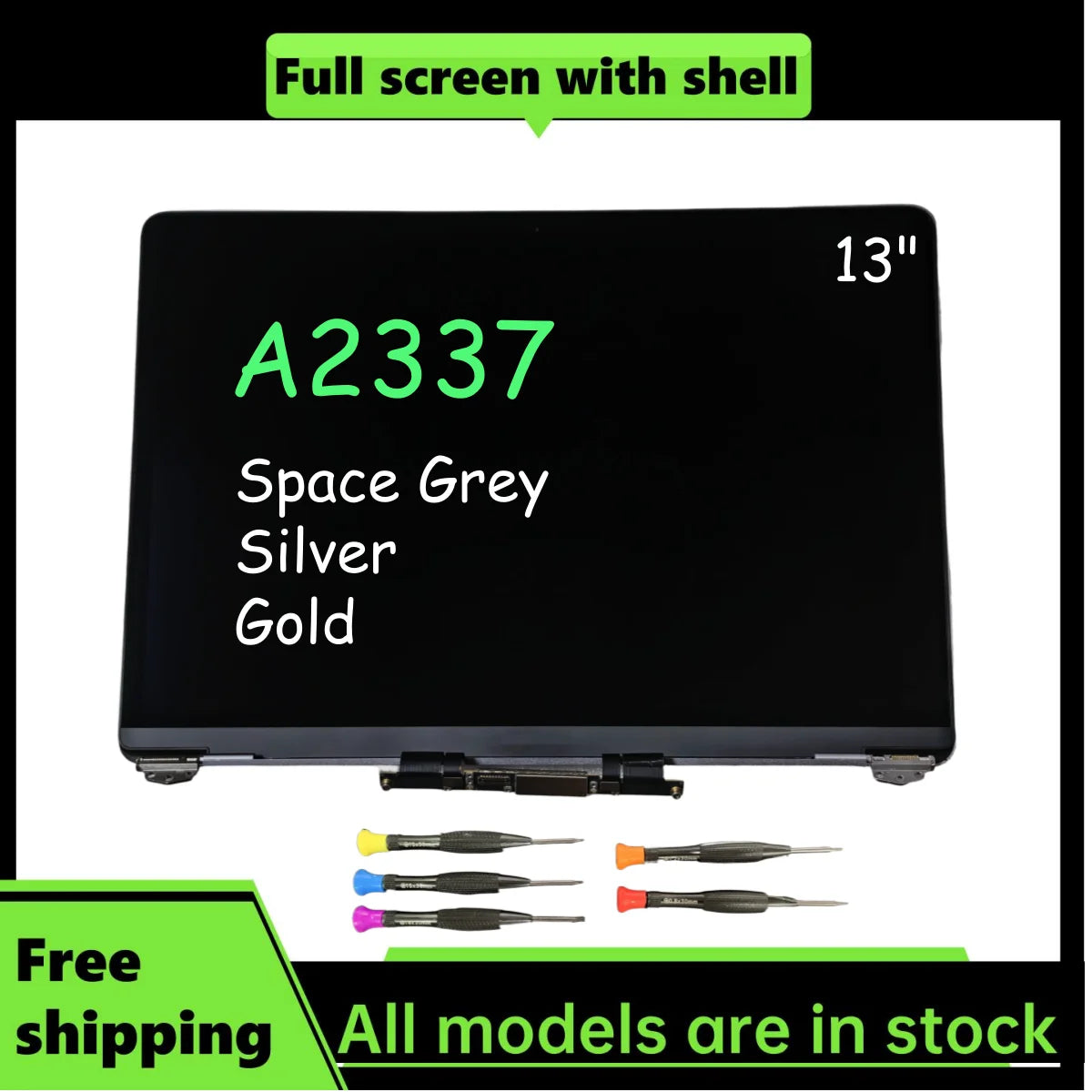 Grey/Silver/Gold  New Replacement For Macbook Air A2337 13.3" 2560 x 1600 Full LCD Screen Complete Assembly EMC3598 MGN63 MGN73
