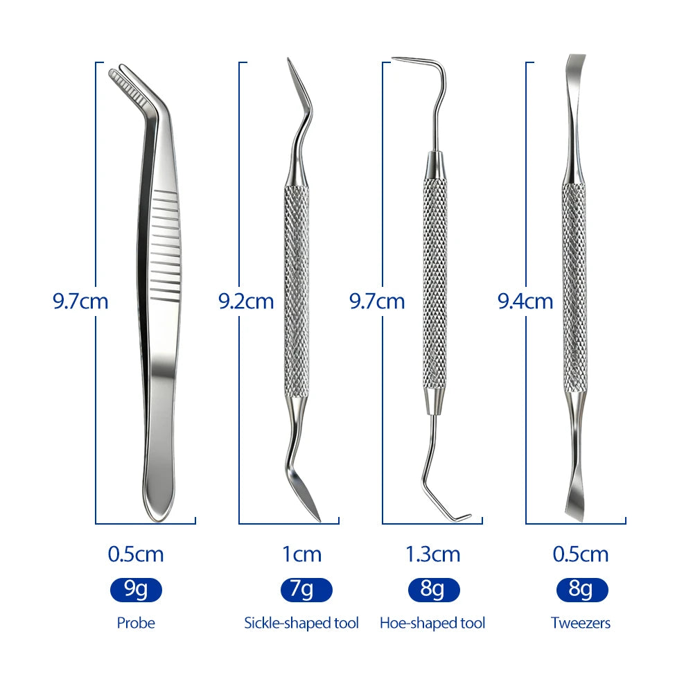 5PCS Mini Dental Oral Care Tool Set Cleaning Calculus Remover Tooth Stains And Tartar Stainless Steel Kit With Box Tweezers