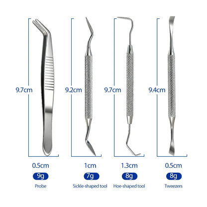 5PCS Mini Dental Oral Care Tool Set Cleaning Calculus Remover Tooth Stains And Tartar Stainless Steel Kit With Box Tweezers