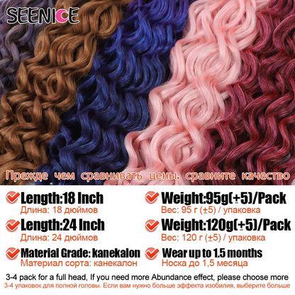 18 24“Synthetic Deep Wavy Twist Crochet Hair Afro Curls Water Wave Crochet Braids Ombre Brown Braiding Hair Extensions For Women