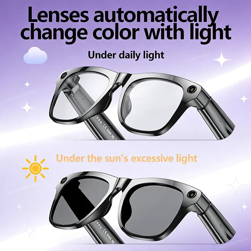 Xiaomi 4K AI Camera Glasses 800MP Multifunctional Photochromic Smart Glasses Bluetooth Calling Photo Video Music Translation New