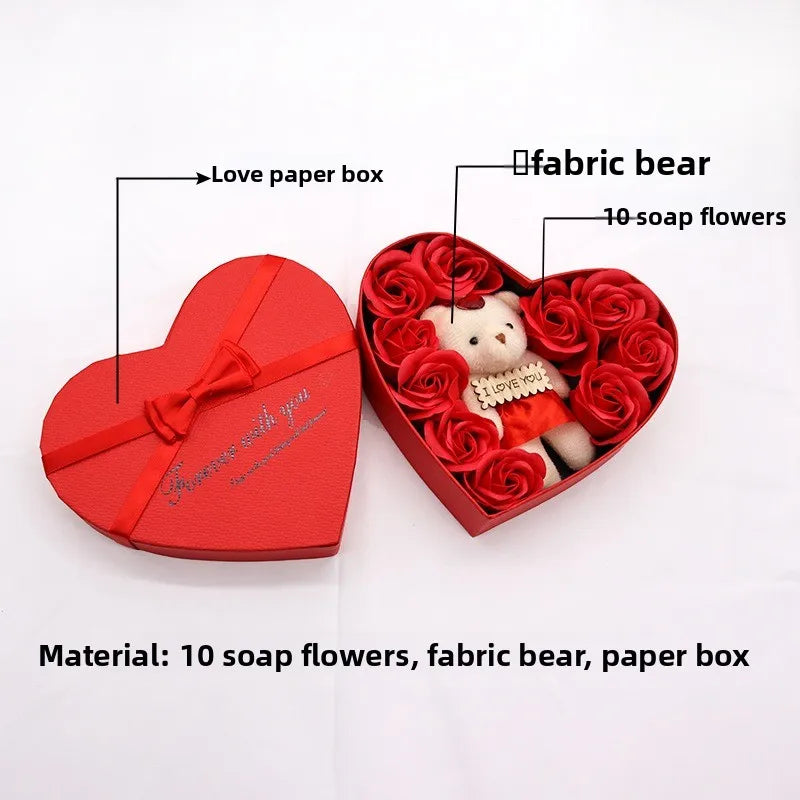 Soap Flower Heart Shaped Rose Gift Box Valentine's Day Mother's Day Gift Rose Creative Birthday Gift