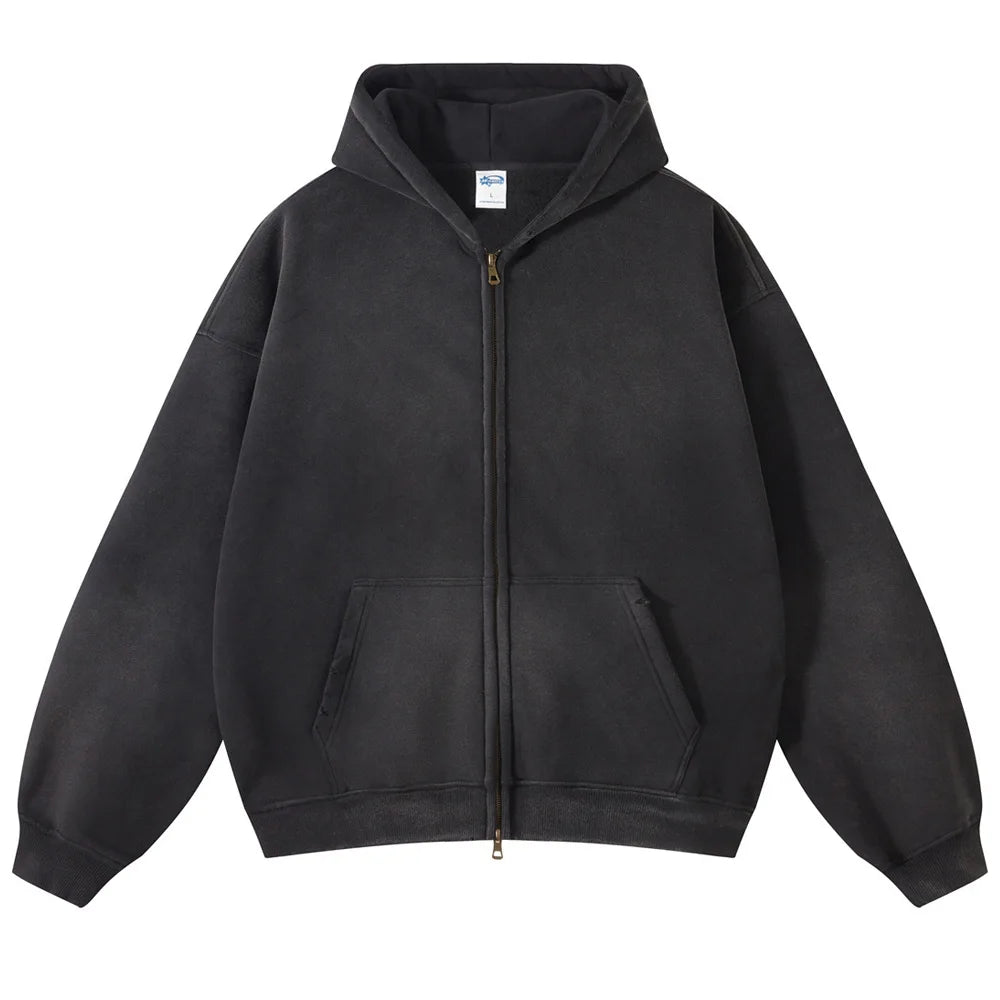 VIPReAlr2025 Winter Hoodie Retro Harajuku Fashion Washed Cotton 380GSM Pullover Sweatshirt Y2K RE Alr