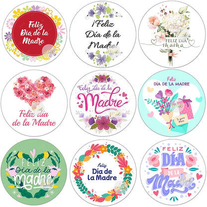 Feliz Día De La Madre Español Happy Mother's Day Decor Stickers Labels Floral Self-adhesive Paper Labels