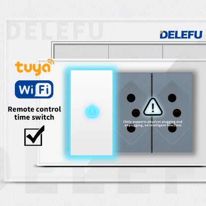 DELEFU White Retardant PC Israel USB Type C Fast Charging Wall Socket Light Tuya Wifi Smart Switch Sat TV Tel Doorbell Curtain