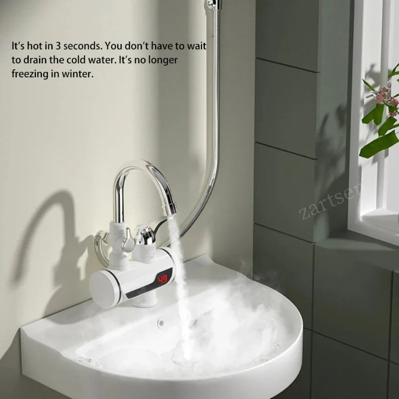 3000W Electric Kitchen Water Heater Tap Instant Hot Water Faucet Heater Cold Heating Faucet Tankless Instantaneous Water Heater