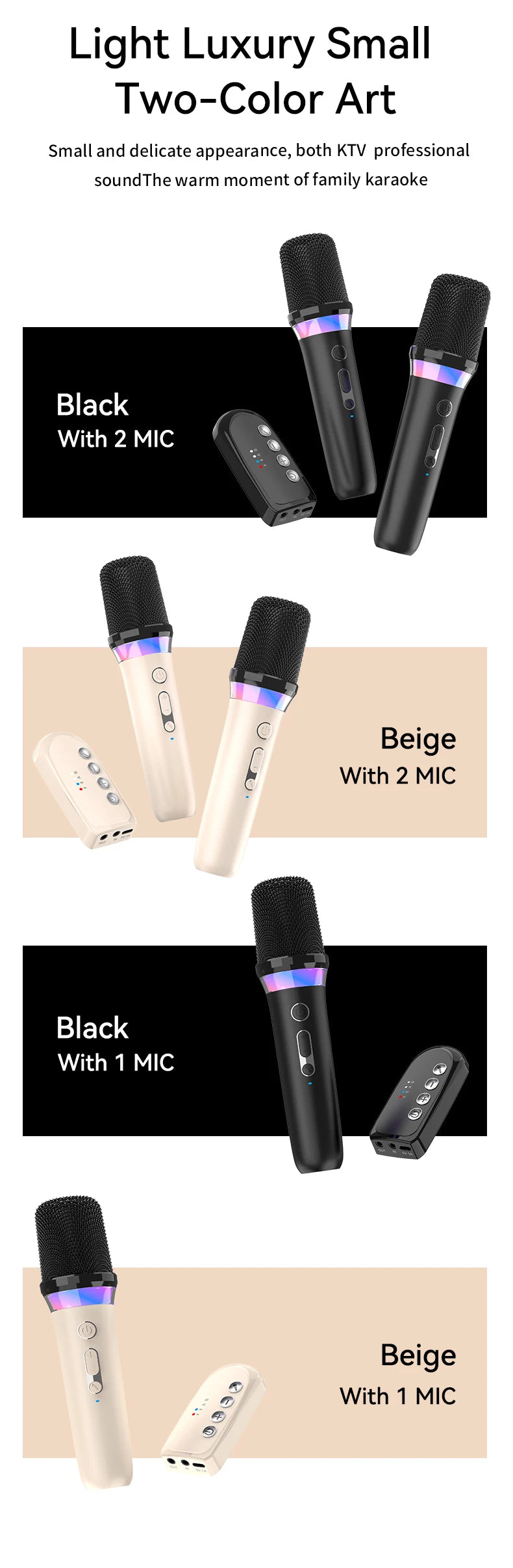 New DS-K2 Karaoke Companion Bluetooth Wireless Moving-Coil Microphone With RGB Light KTV DSP Mixer System For Wired Speaker Car