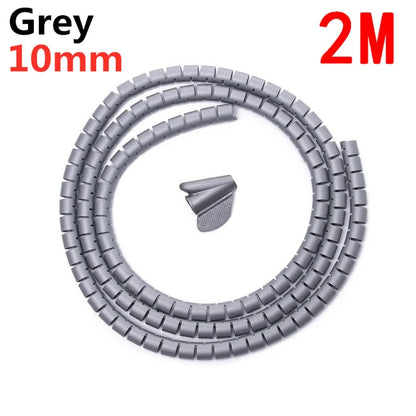 2M/1M Flexible Spiral Cable Wire Protector Cable Organizer Computer Cord Protective Tube Clip Organizer Management Tools 16/10mm