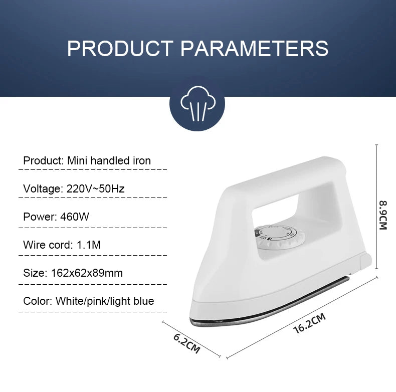 Portable Handheld Iron Lightweight Wrinkle Removing Iron for travel Non-stick Multifunctional Dry Iron Temperature adjustable