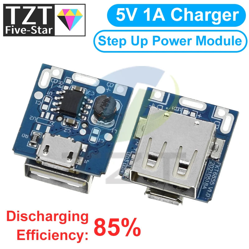 GREATZT 5V Boost Converter Step-Up Power Module Lithium Battery Charging Protection Board LED Display USB For DIY Charger 134N3P