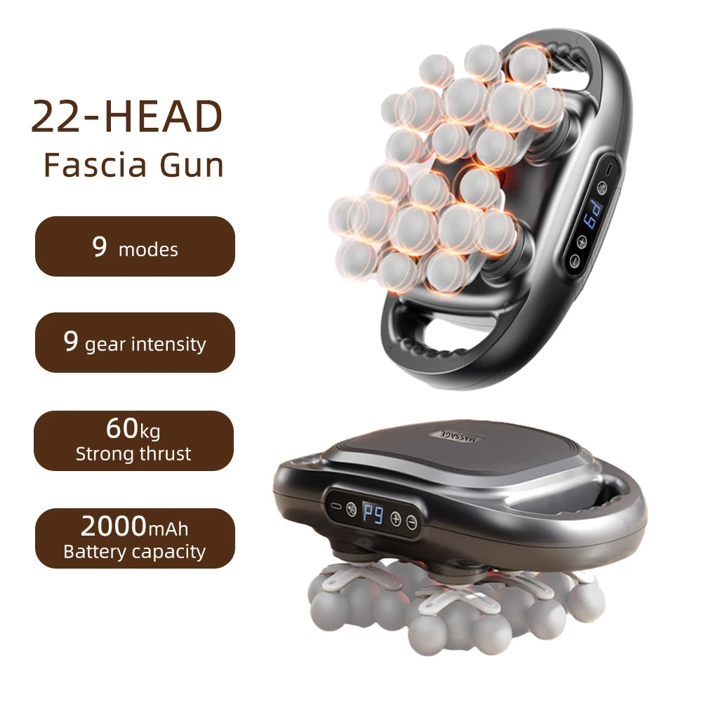 22-Head Fascia Gun High-Frequency Vibration Body Massage Gun Back and Waist Massager Neck Shoulder Massager Muscle masajeador