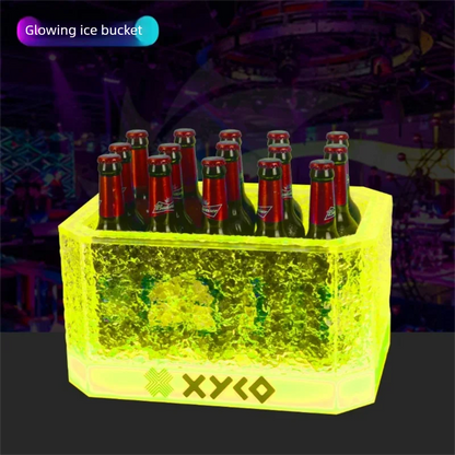LED Rechargeable Glowing Ice Bucket, Bar KTV Champagne Bucket, Nightclub Dedicated Beer Bucket,Wine Bottle Storage Container