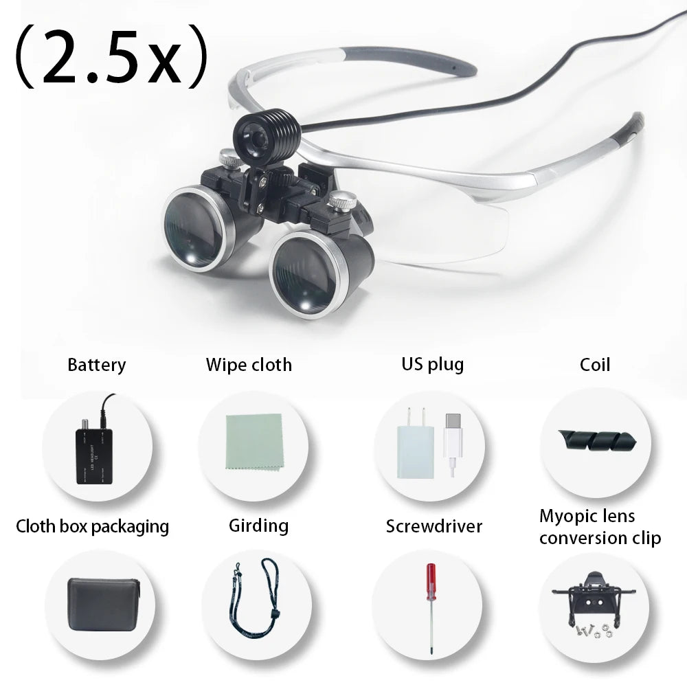 Dentistry Binocular Magnifier 2.5X 3.5X Ultra-lightweight Optical Loupes 320-420mm Magnifying Glass for Dental Surgery