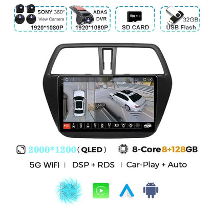 For Suzuki SX4 S-Cross 2014 2015 2016 2017 Android 15 Car Radio Multimedia Player Stereo GPS WIFI+4G wireless Carplay Auto video