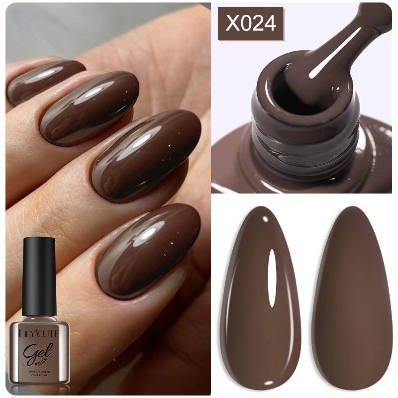 LILYCUTE Nude Crystal Rubber Base Gel Nail Polish Natural Color Semi Permanent UV Gel Soak Off Self Leveling Nail Gel Varnishes