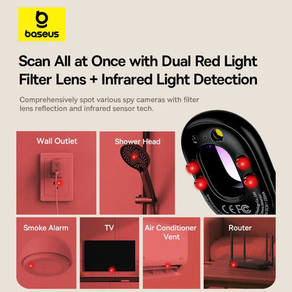 【New】Baseus Camera Detector Intelligent Hidden Camera Signal Gadget Security Alarm Anti Spy Candid Peeping Protection Detector