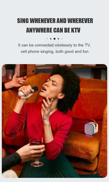 K12 karaoke machine with 1/2 wireless microphones portable 5.3 PA Bluetooth speaker system RGB lights audio home KTV kid gifts