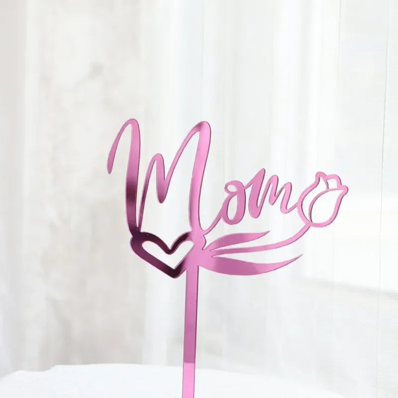 New Happy Mother's Day Birthday Cake Topper Gold High-grade Acrylic MOM Party Cake Toppers Mother's Day Gifts Dessert Decoration