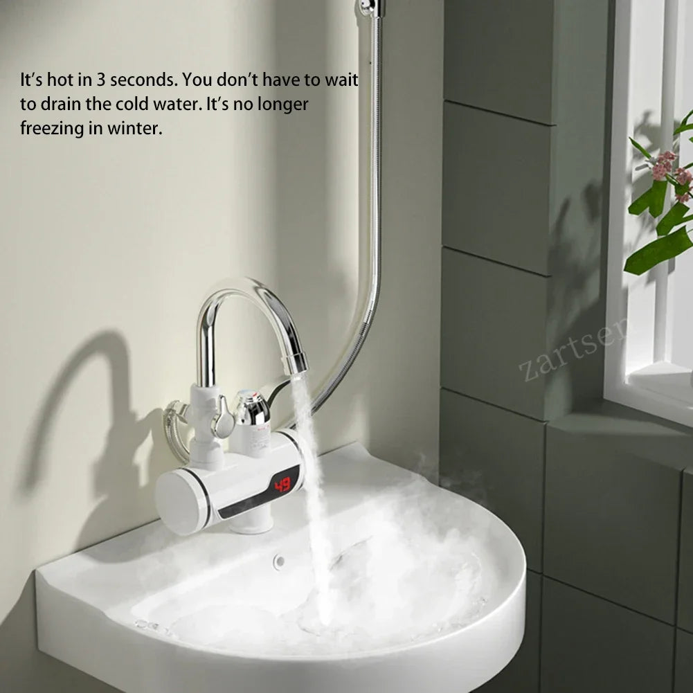 3000W Electric Kitchen Water Heater Tap Instant Hot Water Faucet Heater Cold Heating Faucet Tankless Instantaneous Water Heater