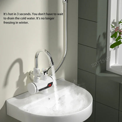 3000W Electric Kitchen Water Heater Tap Instant Hot Water Faucet Heater Cold Heating Faucet Tankless Instantaneous Water Heater