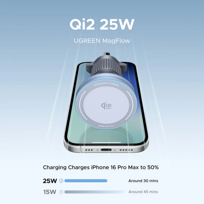 UGREEN Qi2 25W 15W Magnetic Car Phone Holder Wireless Charger Stand For iPhone 17 16 15 Pro Max Charging for Magsafe Car Charger