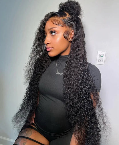 40 46 Inch 13x4 13x6 HD Deep Wave Lace Frontal Wig Brazilian Loose Water Curly Lace Front Human Hair Wigs For Women 300% Density