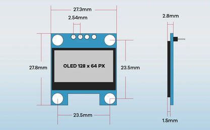 0.96" Inch OLED Display Screen Module I2C IIC 128x64 SS - D - 1306 3.3V-5V Blue/blue Yellow/White for Arduino ESP32 ESP8266