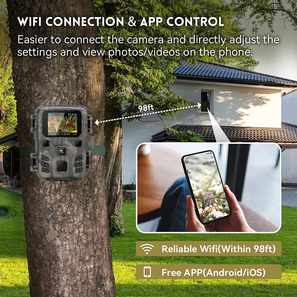 Outdoor WIFI APP 4K/2.7K 36MP/24MP Trail Camera Wildlife Infrared Night Vision Motion Activated IP65 Trap Game Cam Waterproof