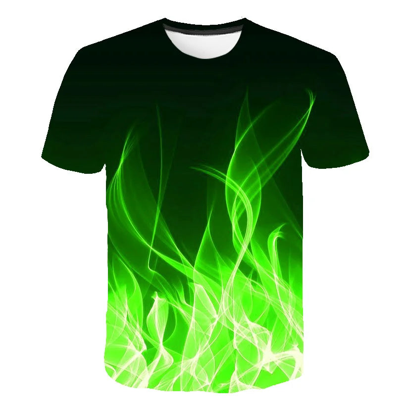 T-Shirts Flames Summer Children's Clothing 3D Print Kids T Shirt Fashion Harajuku Street Casual Round Neck T-Shirt Boy Girl Tops
