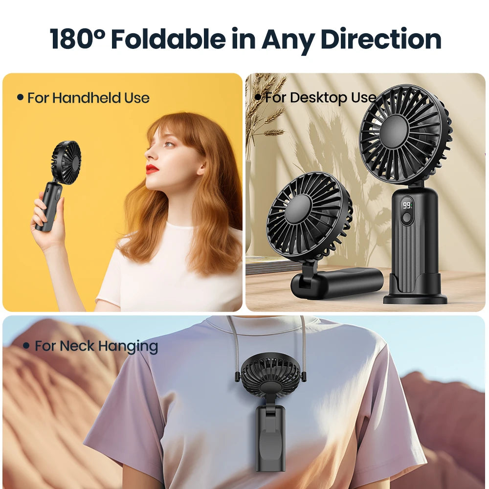TOPK 5000mah Mini Portable Fan, USB Desk Electric Fan, Small Personal hand Fan with USB Rechargeable Cooling Neck Fans for Room