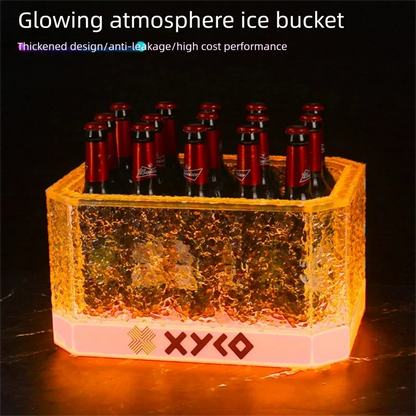 LED Rechargeable Glowing Ice Bucket, Bar KTV Champagne Bucket, Nightclub Dedicated Beer Bucket,Wine Bottle Storage Container