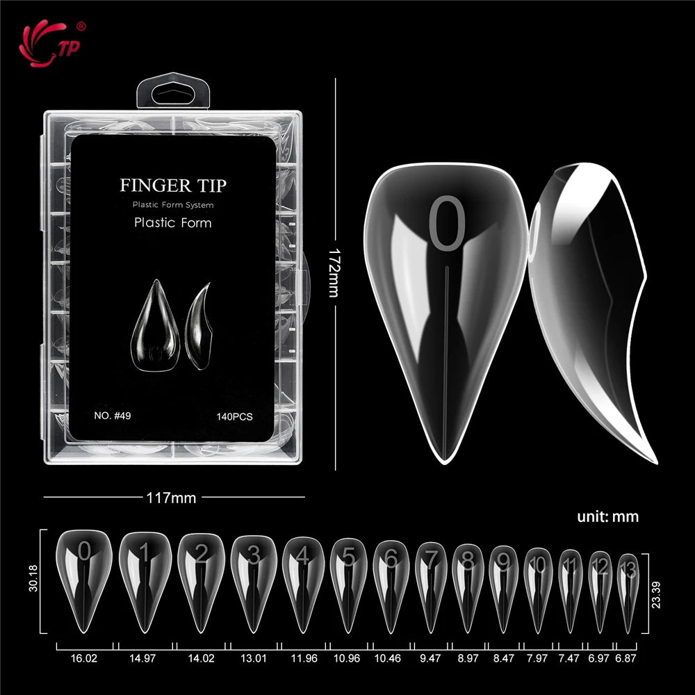 TP New 70pcs/140pcs Clear Nail Dual Form Full Cover Nail Extension System Quick Building Gel Molds False Nail Tip Manicure Tools